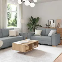 Prolenta Maison Exclusive - Ensemble de canapés 2 pièces avec coussins, tissu gris clair