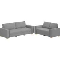 Syfax Ensemble de canapé 2 pcs avec coussins en tissu gris clair