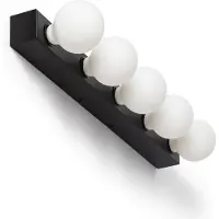 LEDKIA Lampe Murale Salle De Bain Métal 5 Spots Aizkra Noir