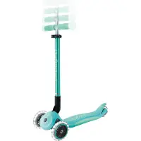 Globber ELITE GLOW LIGHTS - trottinette enfants, 120/80 mm, 3 roues, réglable, roues lumineuses LED, effet glow, menthe foncée