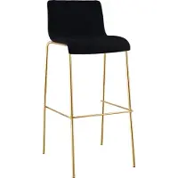 CLP Tabouret de bar Hover, revêtement en tissu, piètement métallique aspect doré, hauteur d'assise 75 cm, empilable, patins de protection