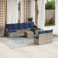 Prolenta Maison Exclusive - Ensemble de salon de jardin 10 pièces avec coussins, gris, polyrotin