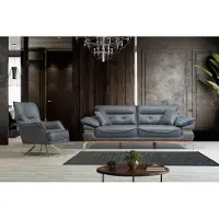 Xl Moebel Gmbh Salon gris moderne Ensemble canapé 3+1 places de luxe et fauteuil