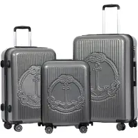 BiggDesign Ocean Hard Luggage Sets, 100% ABS Hardshell Luggage with 360° Spinner Wheels, Travel Suitcase, TSA Lock System, Lightweight, 3 Pcs, 20 - 30 - 45 kg Carrying Capacity, Gray