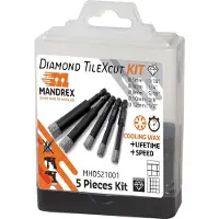 MANDREX Diamantbohrerset TileXcut 5-tlg. (10 millimètres, 12 millimètres, 5 millimètres, 6 millimètres, 8 millimètres)