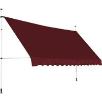 Costway Marquise à pince 400cm, marquise de balcon sans percer, résistante aux UV, réglable en hauteur, marquise avec manivelle, marquise solaire, protection solaire, vin rouge