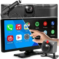 Retoo 10,26 pouces Autoradio portable 1600*600 avec carplay Android Auto Navigation GPS Bluetooth Navi WiFi, soutien caméra avant/arrière