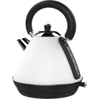 Schaefer Bouilloire EDS 1,7 litre 2200 W Bouilloire blanche Arrêt automatique Bouilloire à thé Acier inoxydable Socle de contact 360 degrés, blanc/noir