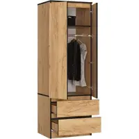 BDW , Armoire 2 portes 2 tiroirs, 180x60x51 cm, chêne Craft