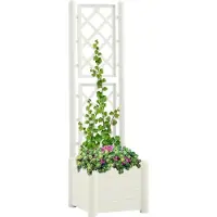 Prolenta Maison Exclusive - Bac à plantes avec treillis 43 x 43 x 142 cm PP blanc