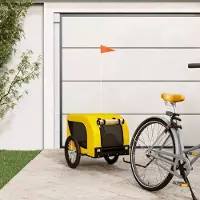 Prolenta Maison Exclusive - Remorque pour vélo, pour chiens, jaune et noire, en tissu Oxford et en fer