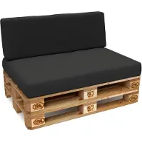Pokar Coussin pour palette Coussins de palette avec housse amovible Canapé de palette, Taille:Set coussin d'assise 120x80 + coussin de dossier 120x40, Couleur:Anthracite - imperméable
