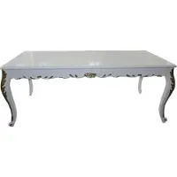 Casa Padrino Table de salle à manger baroque blanc brillant / or - Table de salle à manger - toutes les tailles