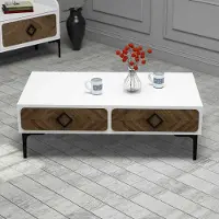 Skye Decor , Samba - White, table basse, blanc, 100 % PANNEAUX DE PARTICULES MÉLAMINÉS, 105 x 60 x 34,6 cm