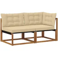 vidaXL Canapé d'extérieur central et d'angle avec 7 coussins, couleur naturelle