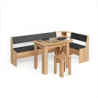 Livinity Groupe de banquettes d'angle Tiberio Chêne de force doré 210x120cm avec table, Model 58920