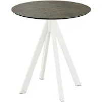 Essentials Infinity - Table de patio, structure blanche + plateau HPL effet marbre Midnight, Ø70 cm, 1 pièce