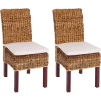 Mendler Lot De 2 Chaises M69, Banane Tressée Pieds Marrons, Avec Coussins