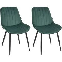 Beliani Ensemble de 2 chaises de salle à manger tapisserie en velours vert pieds en acier salle à manger design moderne