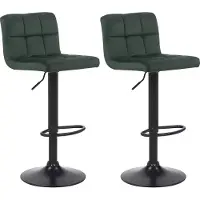 CLP - Ensemble de 2 tabourets de bar Feni, revêtus en velours, réglables en hauteur et pivotants | Couleur : vert
