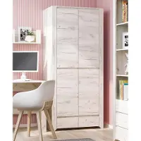 Feldmann-Wohnen Armoire pour enfant en chêne blanc, 2 portes, 84 cm, avec tiroirs