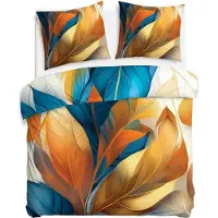 Darymex Linge de lit, parure de lit en satin de coton 200 x 220 cm 12418 Plumes dorées