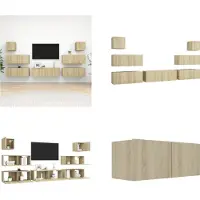 vidaXL 7 pcs. Set d'armoires TV Chêne Sonoma Bois composite - Set d'armoires TV - Set d'armoires TV suspendues - Set d'armoires TV suspendues