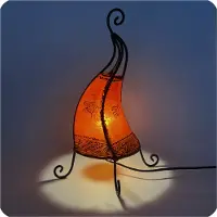 SIMANDRA Lampe orientale Lampe henné marocain en cuir Lampe de table Lampadaire Coq soleil 40 cm, orange