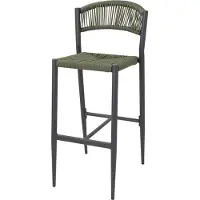 Bolero Tabouret de bar d'extérieur Eden PE Twist en rotin vert (2 pièces)