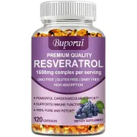 Buporai Resvératrol 1600 mg (120 capsules), complément alimentaire, intestin, sang, cur, peau, circulation, système immunitaire