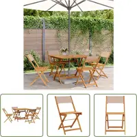 The Living Store Ensemble de jardin 5 pièces tissu et bois massif taupe