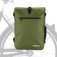Wiltec Sacoche sac à dos étanche pour porte-bagages olive – capacité de 25 L – en 600D TPU – avec compartiment pour ordinateur portable – pour vélos et vélos électriques – Sac de bicyclette – Cyclisme