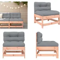 vidaXL Canapé central avec coussin en bois massif Douglas - Canapé central - Canapé central - Canapé de jardin - Canapé d'extérieur