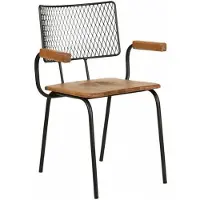 Xl Moebel Gmbh Chaise en métal avec plateau en bois Accoudoirs Bistro Jardin Terrasse Cuisine