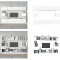 vidaXL 6 pcs. Ensemble d'armoires de télévision blanc en bois composite - Ensemble d'armoires de télévision - Armoire de télévision - Support de télévision