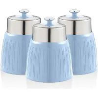 Swan SWKA1024BLN Set rétro 3 boîte de rangement 1,2 L étanche, épices thé café design vintage bleu