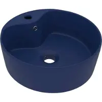 Syfax Lavabo de luxe avec trop-plein Bleu foncé mat 36x13cm Céramique