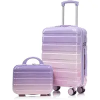 LVHOM Set de valises rigides 2 pièces en ABS, 14"-20", avec roulettes 360°, set de valises de voyage, set de trolleys imperméables, violet