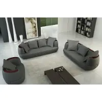 AEA Sofagarnitur mit USB Luxus Designer Couch Polster 3+2+1 Leder Sofa Sitz Grau