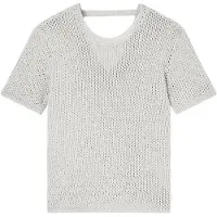 Armani Exchange pour femme. XW001895AF21577O1004 Jersey perforé avec fil de lurex beige (L), Casuel, Coton, Manche courte