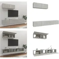 vidaXL 3 pcs. Set d'armoire TV gris béton bois composite - Ensemble d'armoires TV - Ensembles d'armoires TV - Meuble-paroi