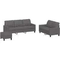 vidaXL Ensemble de canapés 3 pièces avec coussins Gris Similicuir