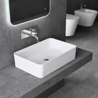 Doporro Lavabo Vasque à Poser Solid Surface Rectangulaire Blanc 80x40x15cm Colossum102
