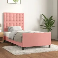 Prolenta Maison Exclusive - Cadre de lit avec tête de lit Rosa 80 x 200 cm, velours