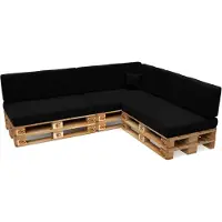 Pokar Coussin pour palette Coussins de palette avec housse amovible Canapé de palette, Taille:Set de 8, Couleur:Noir - Imperméable