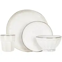 Excellent houseware Service de table en céramique , 16 pièces, blanc