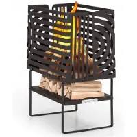 Blumfeldt Brasero Exterieur pour le Jardin et Terrasse, Brasero Portable, Couvercle Pare-Etincelles, Bol en Acier, Brasero BBQ Circulaire avec Foyer Camping, Brûleur à Bois Résistant aux Intempéries