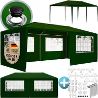Casaria Tonnelle de jardin Rimini vert 3x6m avec toile hydrofuge 6 parois latérales Barnum Tente de réception fête extérieur