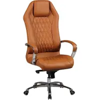 KADIMA DESIGN Milano Fauteuil de direction en cuir véritable caramel Réglable en hauteur