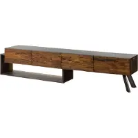 WOLF-Möbel MASSIVMOEBEL24 | Meuble TV en bois d'acacia et bois de récupération 240x40x50 marron laqué SEVILLA #16